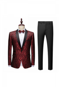 KR01-BLKGOLDST-Red Tuxedo Formal Men Suit Rental Malaysia