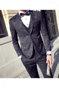 SH04-BLKFL-1L Black  Floral Formal Tuxedo Men Suit Rental Malaysia Kuala Lumpur Selangor Petaling Jaya Baju Lelaki Sewa Blazer