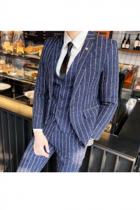 YT13-GRYLTBLKSTR-1XL BLU Blue Stripes pre-order c Tuxedo Rental Sale Purchase Ready made Malaysia Kuala Lumpur Selangor