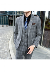 YT18A-GRYLTCHQ-3XLb Grey chequeredTuxedo Rental Sale Purchase Ready made Malaysia Kuala Lumpur Selangor